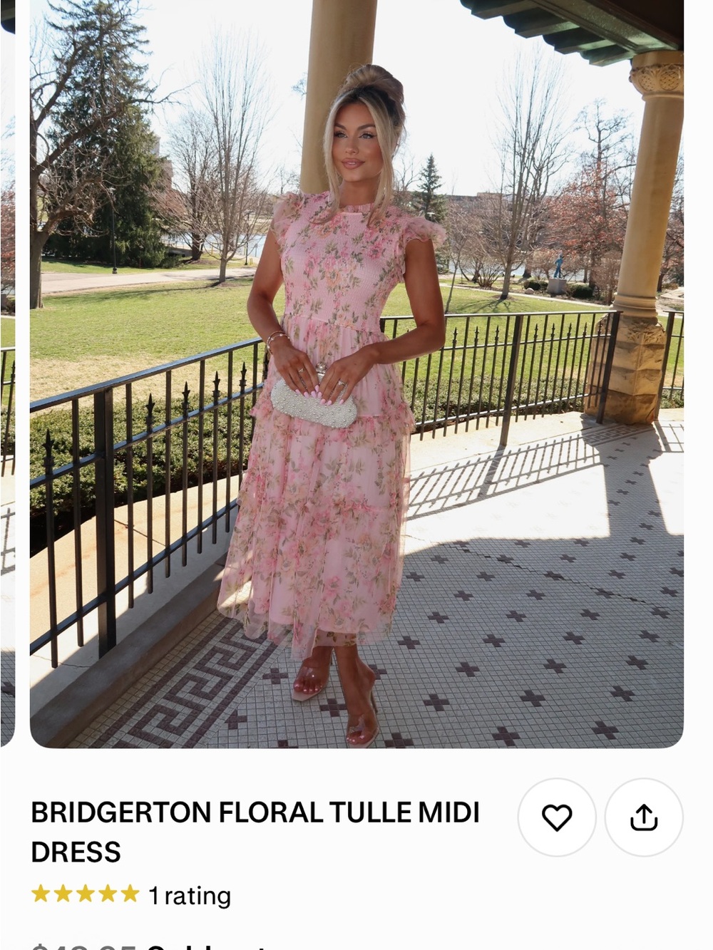 Blu Pepper Bridgerton Floral Tulle Midi Dress in Pink
